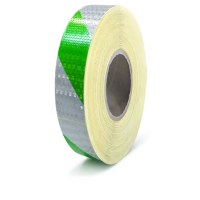 安赛瑞14361 晶格反光警示胶带哦 50mm*50m 绿白色 (单位:卷)