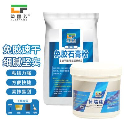 塗丽芳(Tu Li Fang)YT06 免胶石膏粉+墙面漆 墙面石膏线槽坑洞修补找平5斤粉+2.4斤漆
