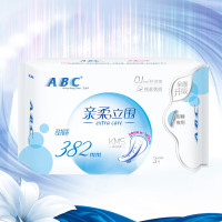 ABC卫生巾夜用卫生巾亲肤立围加长甜睡夜用轻透薄棉柔382mm*3片*10包