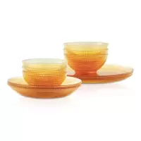 康宁琥珀色餐具晶莹系列12件组(6个350ml小碗、3个深盘、3个平盘)VS-AMR12/KZYL