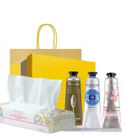 ELLE DECO 洗脸巾+欧舒丹明星润手霜3件套套盒