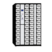 中虎智能手机存放柜工厂员工手机寄存柜指纹密码存取柜黑白色40门