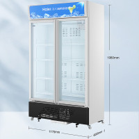 海尔(Haier)冰柜商用大容量立式展示柜冷藏保鲜风冷无霜玻璃门冷柜625升SC-650