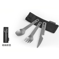 NatureHike 户外露营轻量便携魔手钛刀叉勺三件套钛本色CNH22CJ017