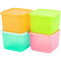 特百惠(Tupperware) 1L冷藏方盒4件套 冰箱收纳保鲜盒 干货零食果蔬冷藏盒方盒