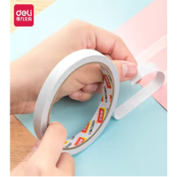 得力30405棉纸双面胶带12mm10y80um(白)(1卷/袋72袋装)