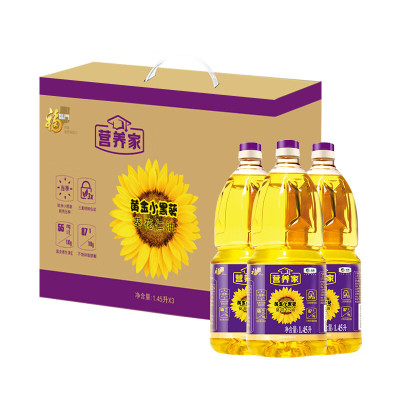 中粮福临门唯粹金典小黑葵 葵花仁油礼盒1.45L*3