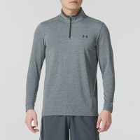 安德玛(Under Armour)男装长袖T恤 2024夏季新款运动服立领半开拉链套头衫休闲上衣