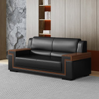 方解实(FANGJIESHI)办公沙发商务接待会客沙发现代简约办公室沙发 双人位木质扶手