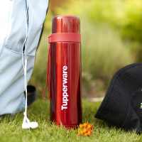 特百惠(Tupperware) 精装500ML真空保温瓶 304不锈钢 长效保温 滴水不漏 颜色:枣红