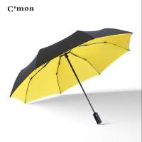 C'mon 自动雨伞大号防风一键开收三折男士商务折叠伞 双层黄色(规格:把)