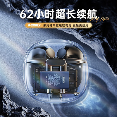 REMAX缤果双ENC降噪无线音乐通话耳机 CozyBuds W18透明太空舱外观耳机