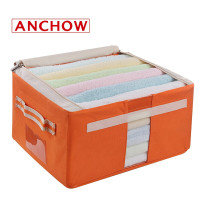 ANCHOW安巢 折叠衣物收纳箱布艺抽屉收纳盒牛津布被子玩具储物箱家用箱子整理 视窗型收纳箱百纳箱AJ117