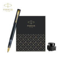 派克(PARKER)威雅XL入门级黑色金夹墨水笔+深灰小墨水礼盒套装