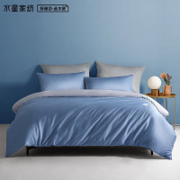 水星家纺 乔伊斯蓝60支长绒棉床上四件套纯棉床单裸睡高级感套件单双人被套枕套1.8m床