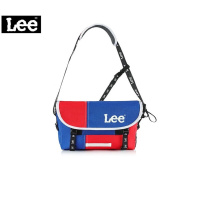 Lee单肩包男士斜挎包帆布撞色邮差包时尚休闲潮牌小挎包大容量收纳包 红色