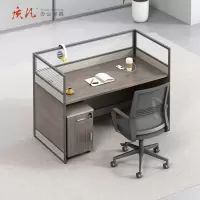 质凡现代职员办公桌屏风员工桌 单人位1200*600*1100mm(含柜椅)