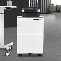 悦山电子密码锁钢制活动柜带轮小柜三推柜密码侧开三抽活动柜YSOA9FO13