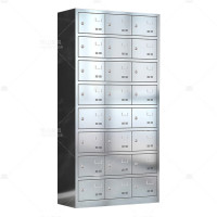 悦山不锈钢餐具碗柜食堂员工多门储物柜304不锈钢24门钥匙锁YSOA11FO24MW304Y