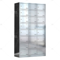 悦山不锈钢餐盘柜食堂员工多门储物柜304不锈钢24门钥匙锁YSOA11FO24MP304Y