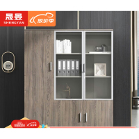 三门文件柜1200*400*2000 北美胡桃加铁灰