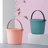 茶花提水桶大号塑料桶34*26.6储水桶加厚拖把桶*117001(两件)颜色随机