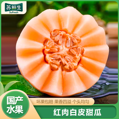 [苏鲜生]正宗阎良头茬红肉白皮甜瓜 带箱5斤 香瓜蜜瓜新鲜水果白瓜甜瓜