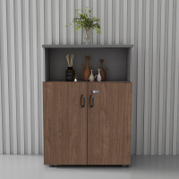 创世人 两门矮柜 芬乾系列文件柜储物柜带锁柜子资料柜木质隔断柜