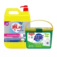 雕牌清洁套装(超能浓缩皂粉1.5kg+雕牌高效洗洁精除菌5kg)