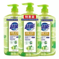 超能洗洁精柠檬离子护手 家用食品用洗碗去油污实惠装 柠檬护手1kg*3瓶
