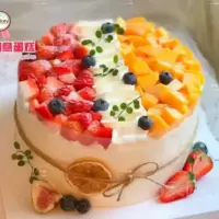 鲜果红黄双派蛋糕8-12寸牛奶奶油