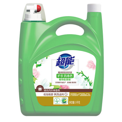 超能植沐悦色洗衣液5kg 绿色风铃草香 植物氨基酸防串色无磷