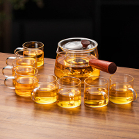 玻璃茶壶围炉煮茶耐高温单壶卫全行家用泡茶壶侧把茗香壶+8个手把杯