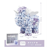 月光社花卉独角兽儿童拼装插积木玩具模型创意礼物 804219