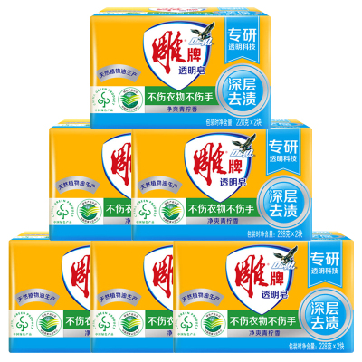 雕牌 青柠飘香透明皂/洗衣皂228g*2块*6组 肥皂(新老包装随机发货)