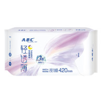 ABC 亲柔立围轻透薄卫生巾 夜用卫生巾420mm 加长熟睡超薄透气 整箱 3片*6包装