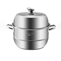 美厨蒸锅28cm不锈钢二层蒸锅加厚复底汤锅MCZ557