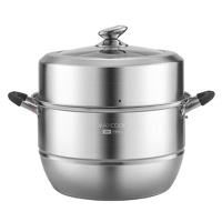 美厨蒸锅30CM二层蒸锅不锈钢硅胶防烫手柄蒸锅MCZ2617