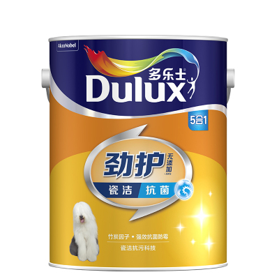 多乐士(Dulux) 劲护无添加竹炭瓷洁抗菌五合一内墙乳胶漆油漆涂料墙面漆A8145 5L