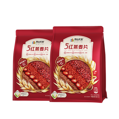阴山优麦5红燕麦片420克*2袋(35克×12)冲泡即食燕麦片混合麦片营养早餐