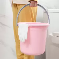 塑料提手无盖水桶 耐摔学生水桶卫全行手提塑料宿舍水桶18升外直径33高31 粉色 一个(内蒙可发货)