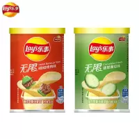 乐事薯片罐装40g*2桶膨化食品土豆片办公室解馋小零食休闲食品小吃(烤肉味+黄瓜味)