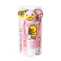 小黄鸭儿童牙膏含氟防蛀1-6岁(牙膏+牙刷+支架)草莓味50g