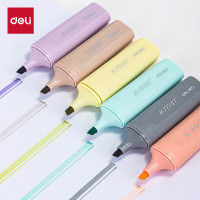 得力(deli)薄雾系扁杆柔彩6色荧光笔学生考试复习重点标记笔 手账笔彩绘笔可用水性记号笔 S616 元旦新年小礼物