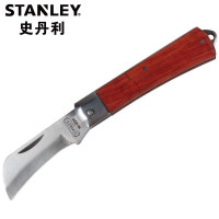 史丹利(STANLEY)10-226-23 弯刃电工刀 木柄电工刀 电缆剥线刀 电工电线剥皮刀