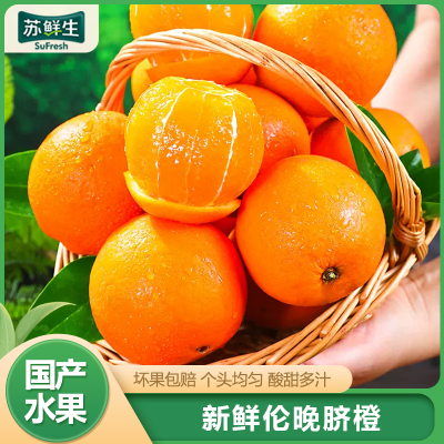 [苏鲜生]正宗伦晚脐橙 净重4.5斤 13-16枚 中果 橙子水果新鲜当季整箱斤果1