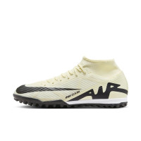 耐克男鞋新款SUPERFLY 9 米色中端高帮碎钉人草足球鞋