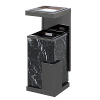 庄太太[黑金黑石]酒店宾馆大厅电梯口不锈钢大理石带烟缸立式垃圾桶