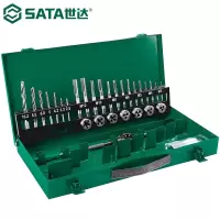 世达/SATA 37件套高速钢丝锥板牙套装丝锥扳手攻牙麻花钻组套 50455