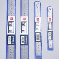 得力(deli) 文具钢尺 厘米刻度尺钢制直尺不锈钢铁尺子 金属尺子 8464钢直尺50厘米 银色(5支)